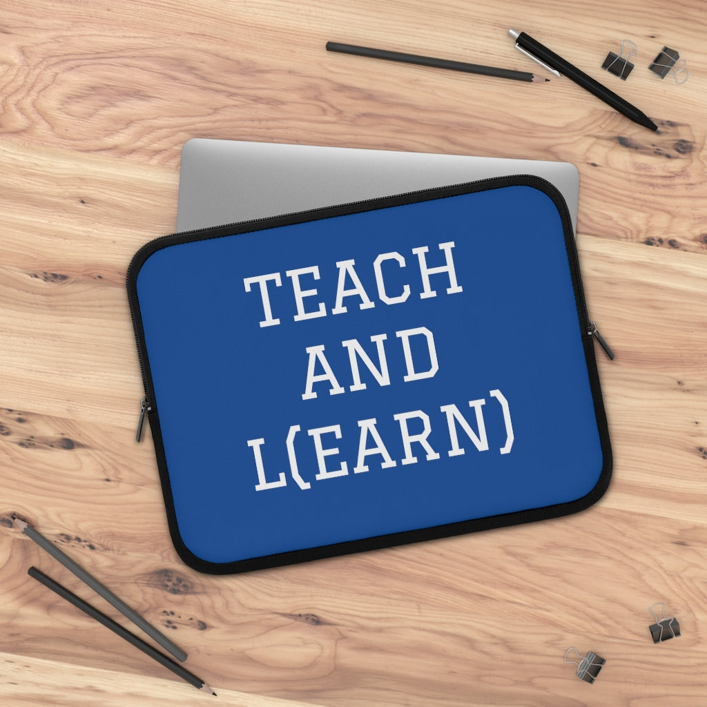 TEACH AND L(EARN) Laptop Sleeve (Blue/White) - EDU HUSTLE