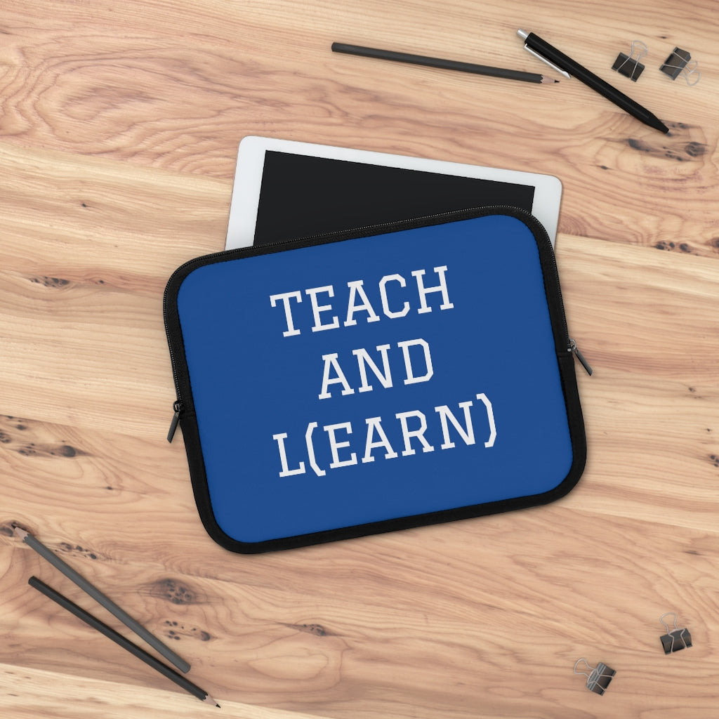 TEACH AND L(EARN) Laptop Sleeve (Blue/White) - EDU HUSTLE