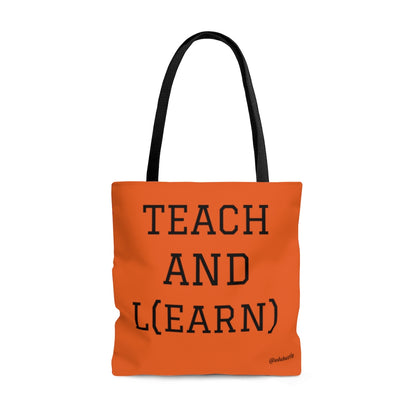 TEACH AND L(EARN) Tote Bag (Orange/Black) - EDU HUSTLE