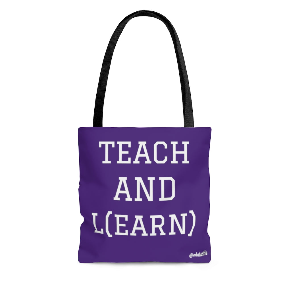 TEACH AND L(EARN) Tote Bag (Purple/White) - EDU HUSTLE