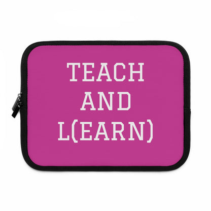 TEACH AND L(EARN) Laptop Sleeve (Pink/White) - EDU HUSTLE