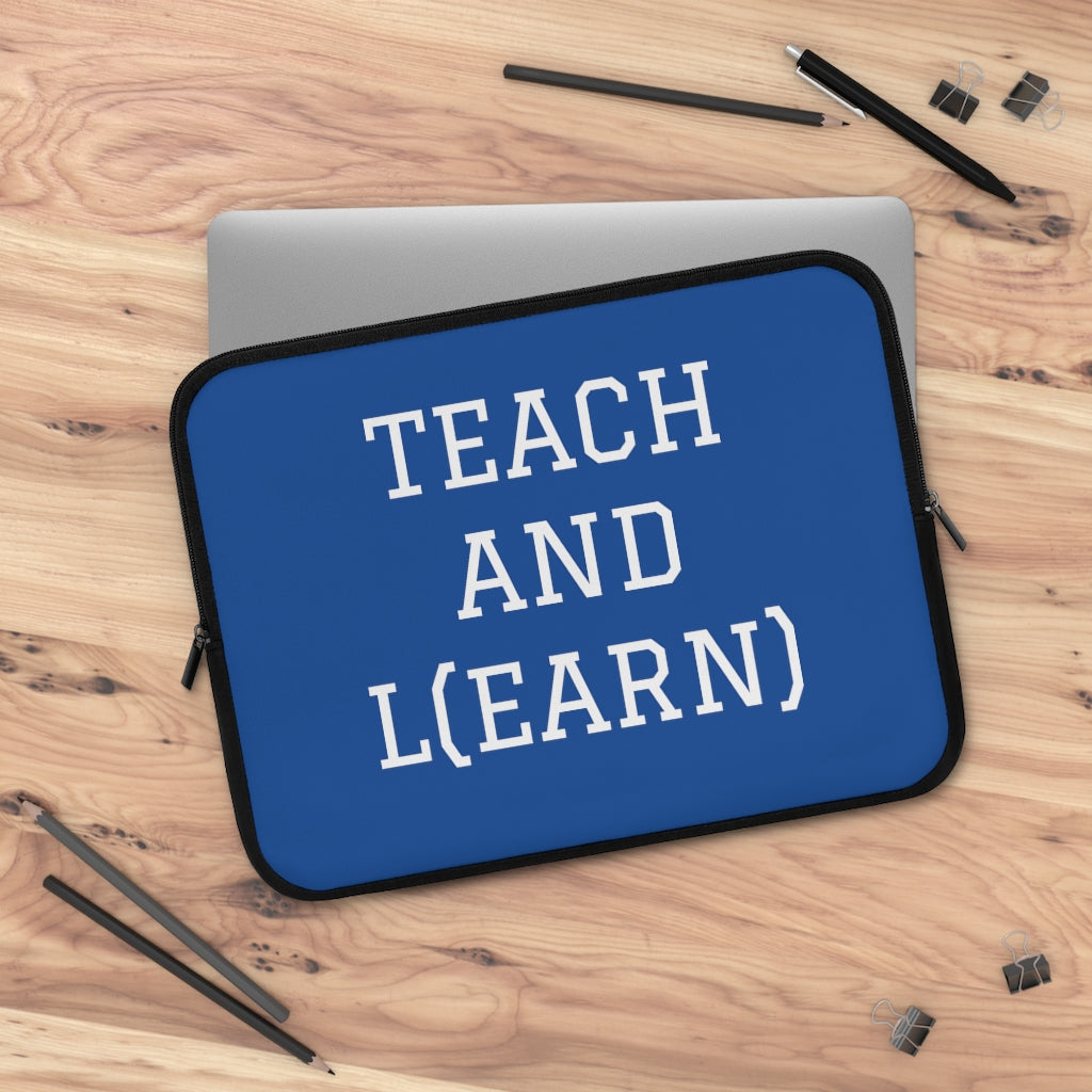 TEACH AND L(EARN) Laptop Sleeve (Blue/White) - EDU HUSTLE