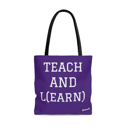 TEACH AND L(EARN) Tote Bag (Purple/White) - EDU HUSTLE