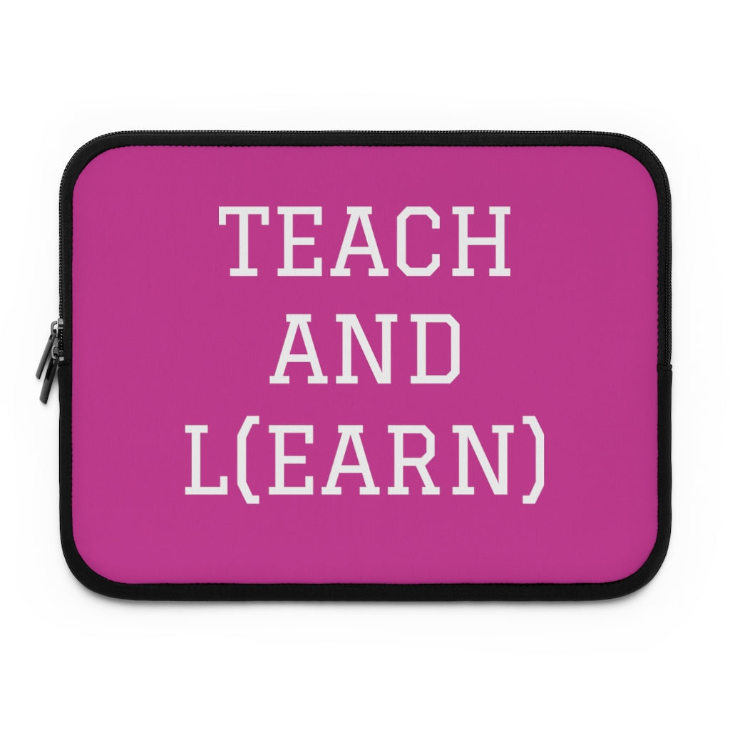 TEACH AND L(EARN) Laptop Sleeve (Pink/White) - EDU HUSTLE