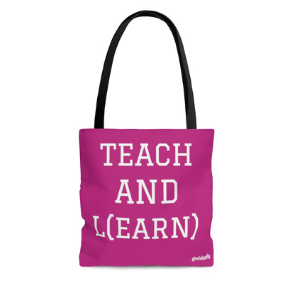 TEACH AND L(EARN) Tote Bag (Pink/White) - EDU HUSTLE